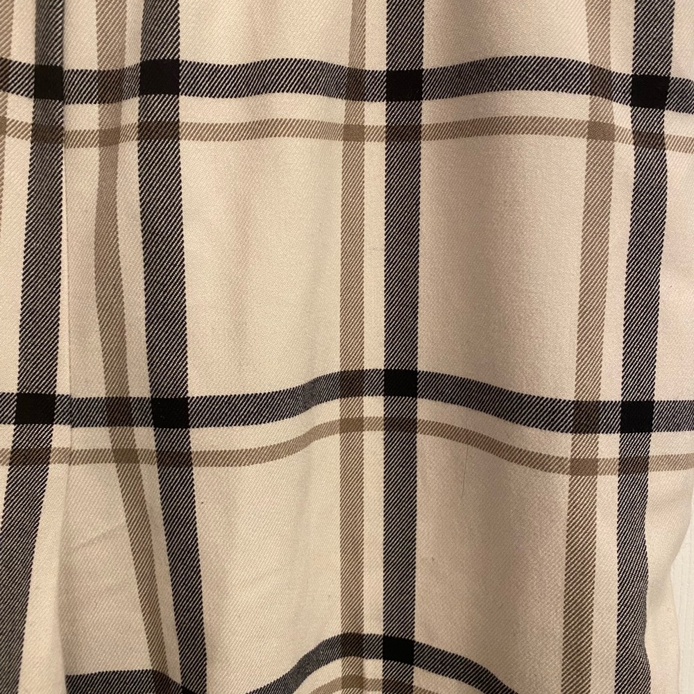 Zara cuffed plaid ecru & navy pants